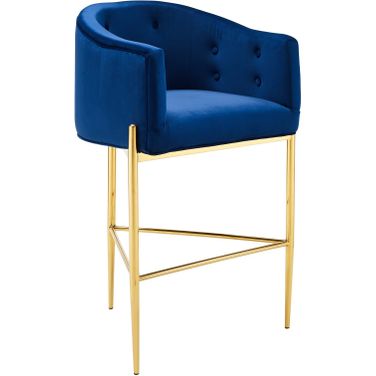 Savour Tufted Performance Velvet Bar Stool In Navy