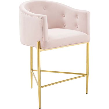 Savour Tufted Performance Velvet Counter Stool In Pink