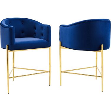 Savour Tufted Performance Velvet Counter Stool Set of 2 In Navy