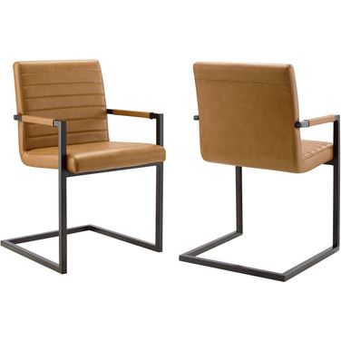 Savoy Vegan Leather Dining Chairs - Set of 2 In Tan