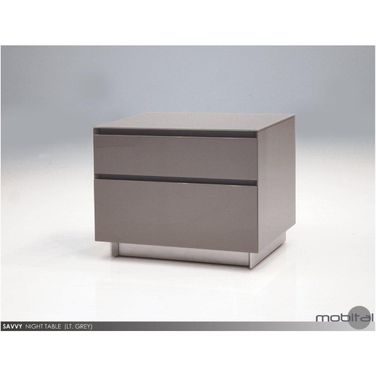 Savvy High Gloss Light Gray Glass Top Night Table