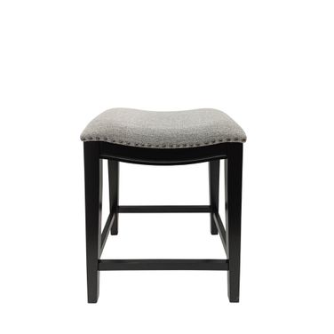 Sawyer 25 Inch Saddle Counter Stool - Set of 2 In Antique Black and Grey Chenille Upholstery