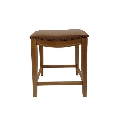 Sawyer 25 Inch Saddle Counter Stool - Set of 2 In Natural Oak and Saddle Brown Upholstery