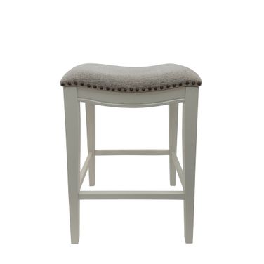 Sawyer 30 Inch Saddle Barstool - Set of 2 In Missouri White and Fawn Chenille Upholstery