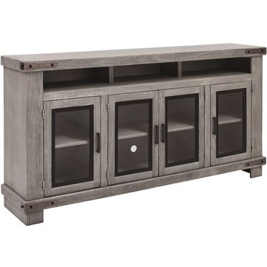 Sawyer 79 Inch Highboy Console With 4 Doors In Medium Brown