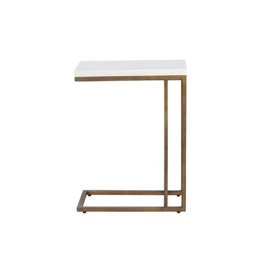 Sawyer End Table In Antique Brass and White