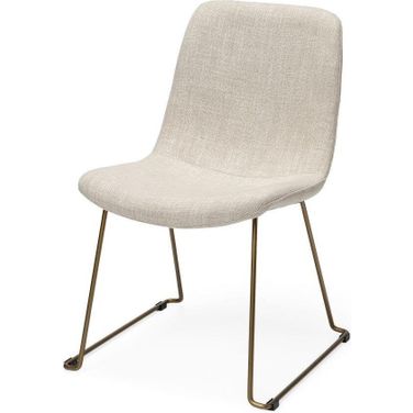 Sawyer I Beige Fabric Seat Gold Metal Frame Dining Chair