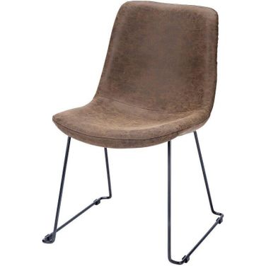 Sawyer I Brown Faux-Leather Seat Black Iron Frame Dining Chair