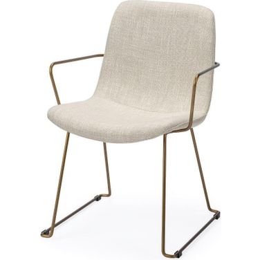 Sawyer Ii Beige Fabric Wrap Gold Metal Frame Dining Chair