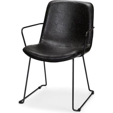 Sawyer Ii Black Faux-Leather Seat Black Iron Frame Dining Chair