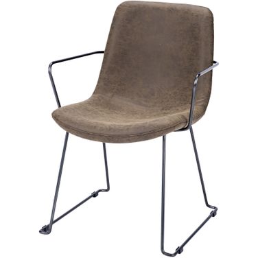 Sawyer II Faux Leather Seat Black Iron Frame Dining Chair In Brown