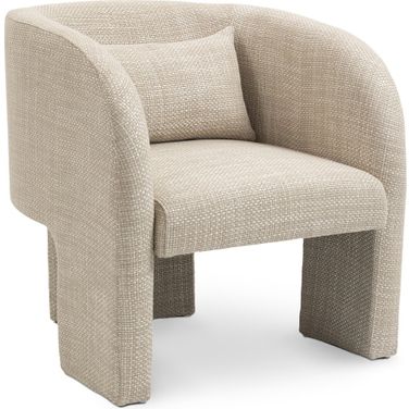 Sawyer Weaved Polyester Fabric Accent Chair In Beige