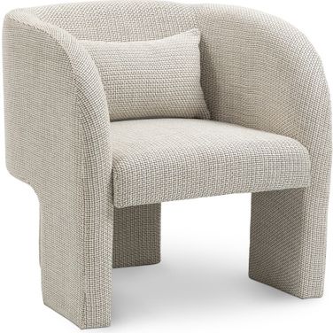 Sawyer Weaved Polyester Fabric Accent Chair In Cream