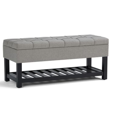 Saxon Solid Hardwood Storage Ottoman Bench In Dove Grey