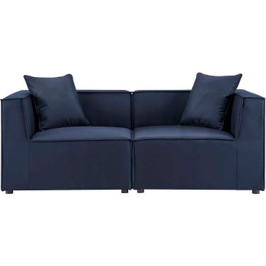 Saybrook Outdoor Patio Upholstered 2-Piece Sectional Sofa Loveseat In Navy