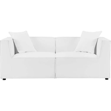 Saybrook Outdoor Patio Upholstered 2-Piece Sectional Sofa Loveseat In White