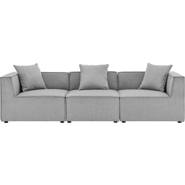 Saybrook Outdoor Patio Upholstered 3-Piece Sectional Sofa In Gray