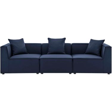 Saybrook Outdoor Patio Upholstered 3-Piece Sectional Sofa In Navy