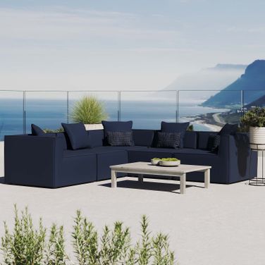 Saybrook Outdoor Patio Upholstered 5-Piece Sectional Sofa EEI-4384-NAV