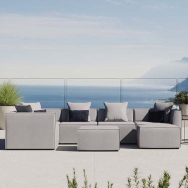 Saybrook Outdoor Patio Upholstered 7-Piece Sectional Sofa In Gray