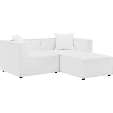 Saybrook Outdoor Patio Upholstered Loveseat and Ottoman Set EEI-4378-WHI