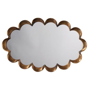 Scalloped Steel Mirror In Brass