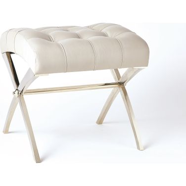Scarlet Stool In Nickel With Grey Leather
