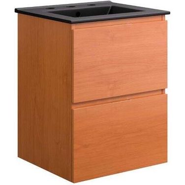 Scenic 18 Inch Wall Mount Bathroom Vanity In Cherry Black