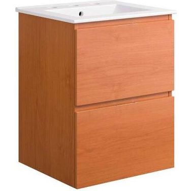 Scenic 18 Inch Wall Mount Bathroom Vanity In Cherry White