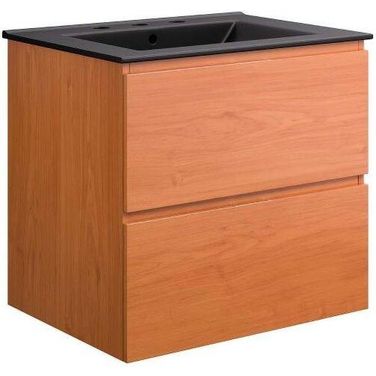 Scenic 24 Inch Wall Mount Bathroom Vanity In Cherry Black