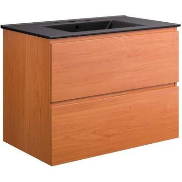 Scenic 30 Inch Wall Mount Bathroom Vanity In Cherry Black