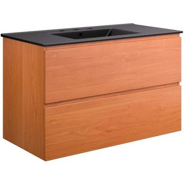 Scenic 36 Inch Wall Mount Bathroom Vanity In Cherry Black