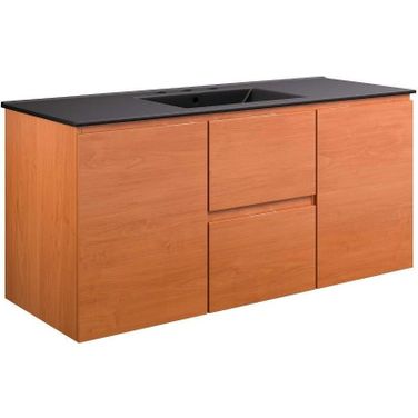 Scenic 48 Inch Wall Mount Bathroom Vanity In Cherry Black