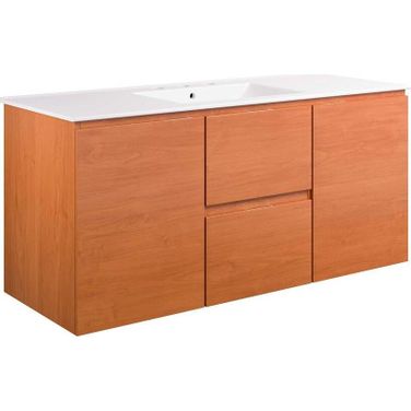 Scenic 48 Inch Wall Mount Bathroom Vanity In Cherry White