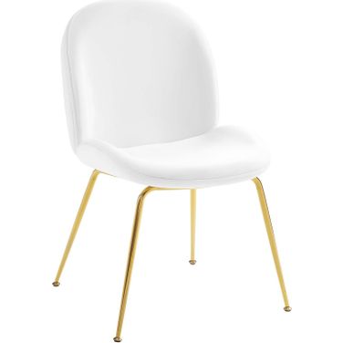 Scoop Gold Stainless Steel Leg Performance Velvet Dining Chair In White