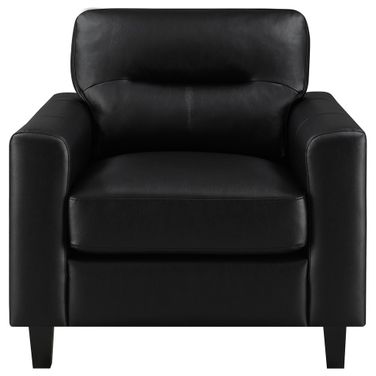 Scotland Faux Leather Upholstered Track Arm Chair In Black