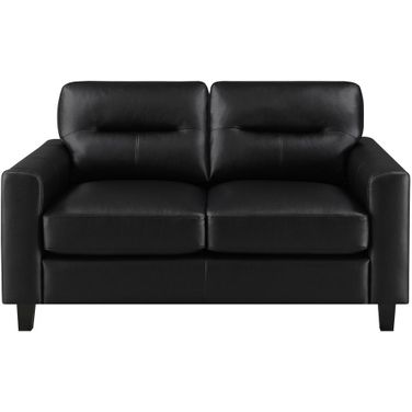 Scotland Faux Leather Upholstered Track Arm Loveseat In Black
