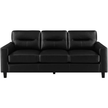 Scotland Faux Leather Upholstered Track Arm Sofa In Black