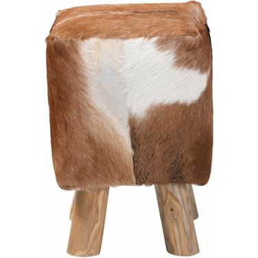 Scotlyn Genuine Goat Leather Footstool In Brown