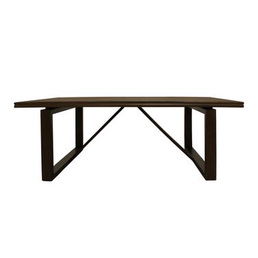Scott Dining Table In Solid Birch Wood with Antique Brown Finish