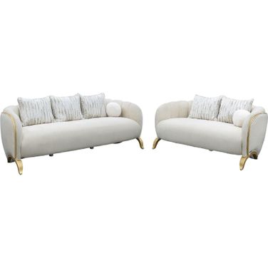 Scotts Square Living Room Set In Light Champagne