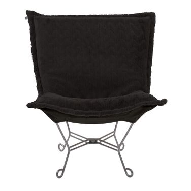 Scroll Puff Chair Angora In Ebony