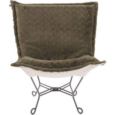 Scroll Puff Chair Angora In Moss