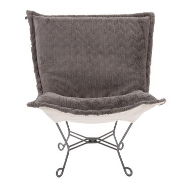 Scroll Puff Chair Angora In Stone