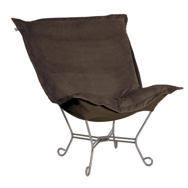 Scroll Puff Chair Bella Titanium Frame In Chocolate