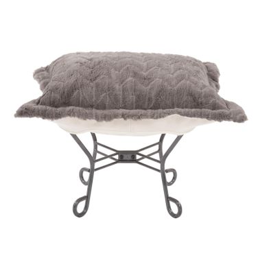 Scroll Puff Ottoman Angora In Stone