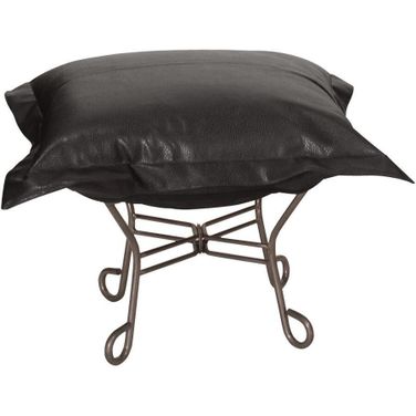 Scroll Puff Ottoman Avanti Titanium Frame In Black