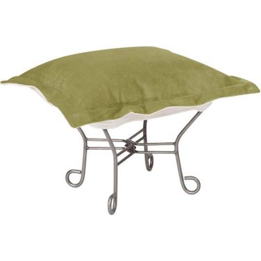 Scroll Puff Ottoman Bella Titanium Frame In Moss
