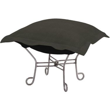 Scroll Puff Ottoman Sterling Titanium Frame In Charcoal