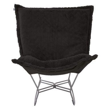 Scroll Puff Rocker Angora In Ebony